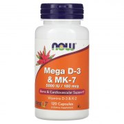 Заказать NOW Mega D-3 & MK-7 5000 ME/180 мкг 120 капс